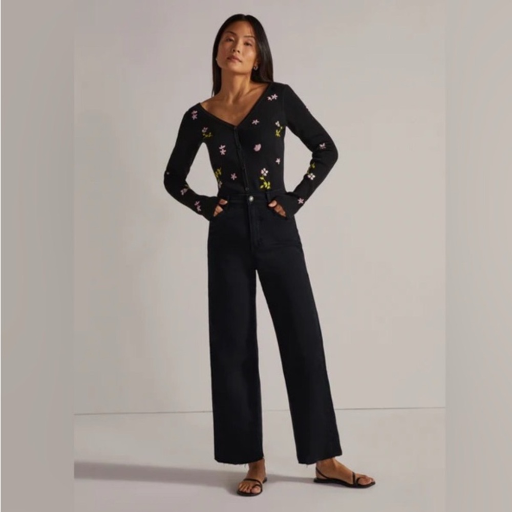 Favorite Daughter Black The Mischa Wide Leg Jeans, 27
